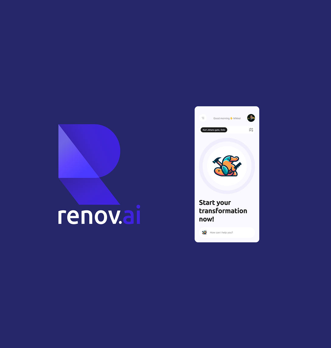 Visuell identitet og mobilopplevelse utviklet for Renovai